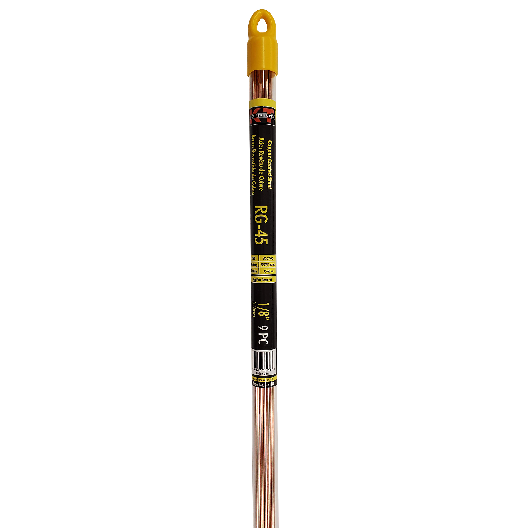 K-T Industries RG-45 Mild Steel Welding Rods — 1/8in. Diameter, 20in. Length, 9 Pcs, Model# 1-5118